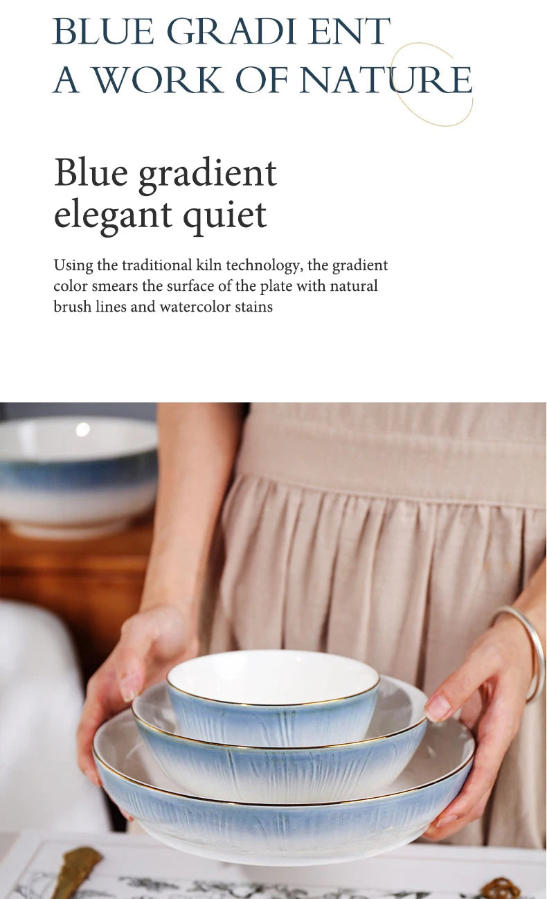 Luxury Ceramic Tableware Sets 24PCS Bone China Cutlery Microwave Dishwasher Safe Durable Elegant Ceramic Plates Dinner Sets