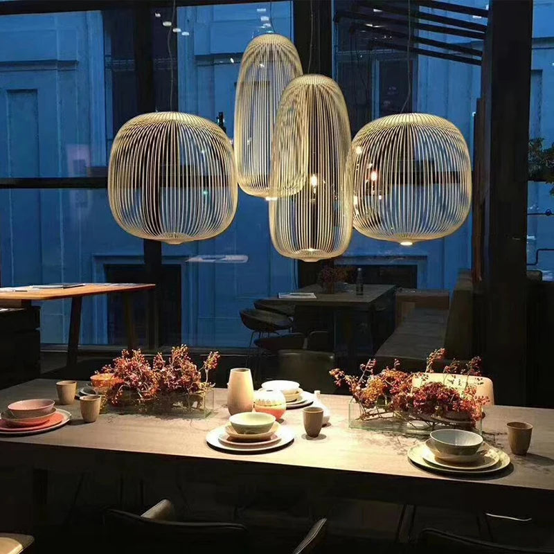 Replica Foscarini Spokes 1/2 Suspesnsion White Pendant Lamp Dining room Bar Kitchen Island Birdcage Light Italian Designer Lamp