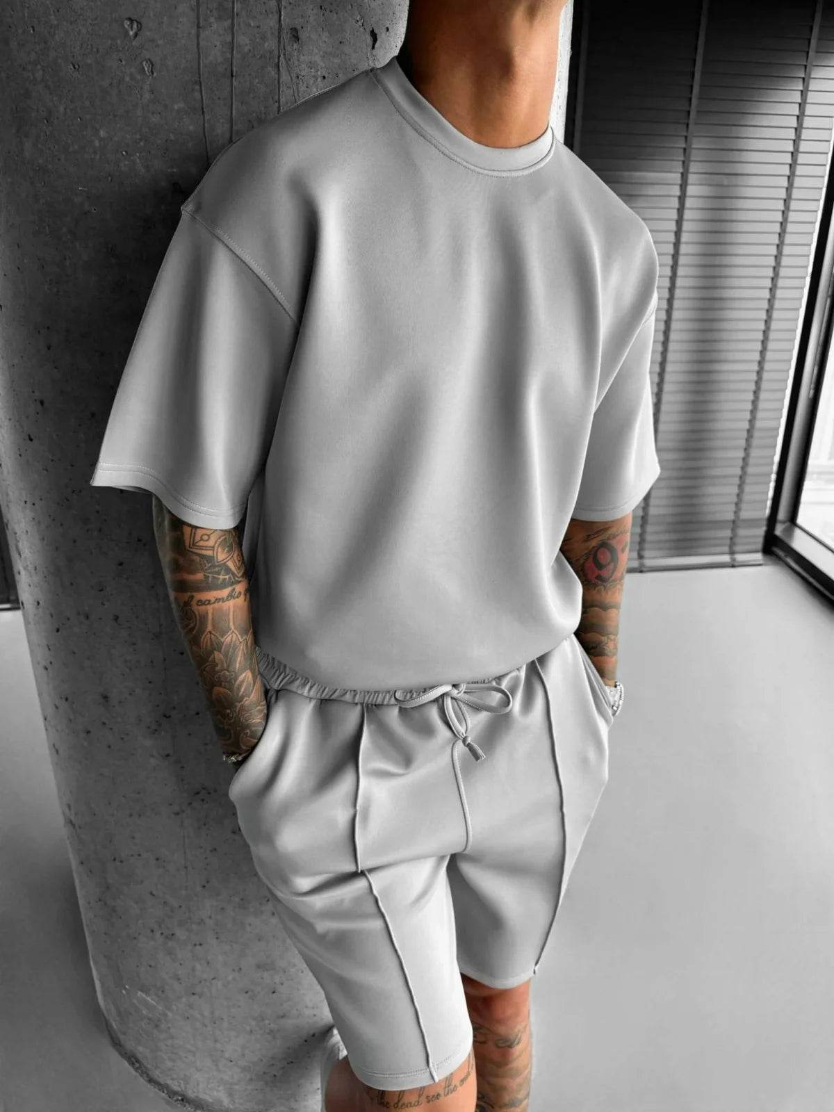 Men 2025 summer fashion sports design sense simple casual solid color quick drying short-sleeved T-shirt trend clothes - AIAZ