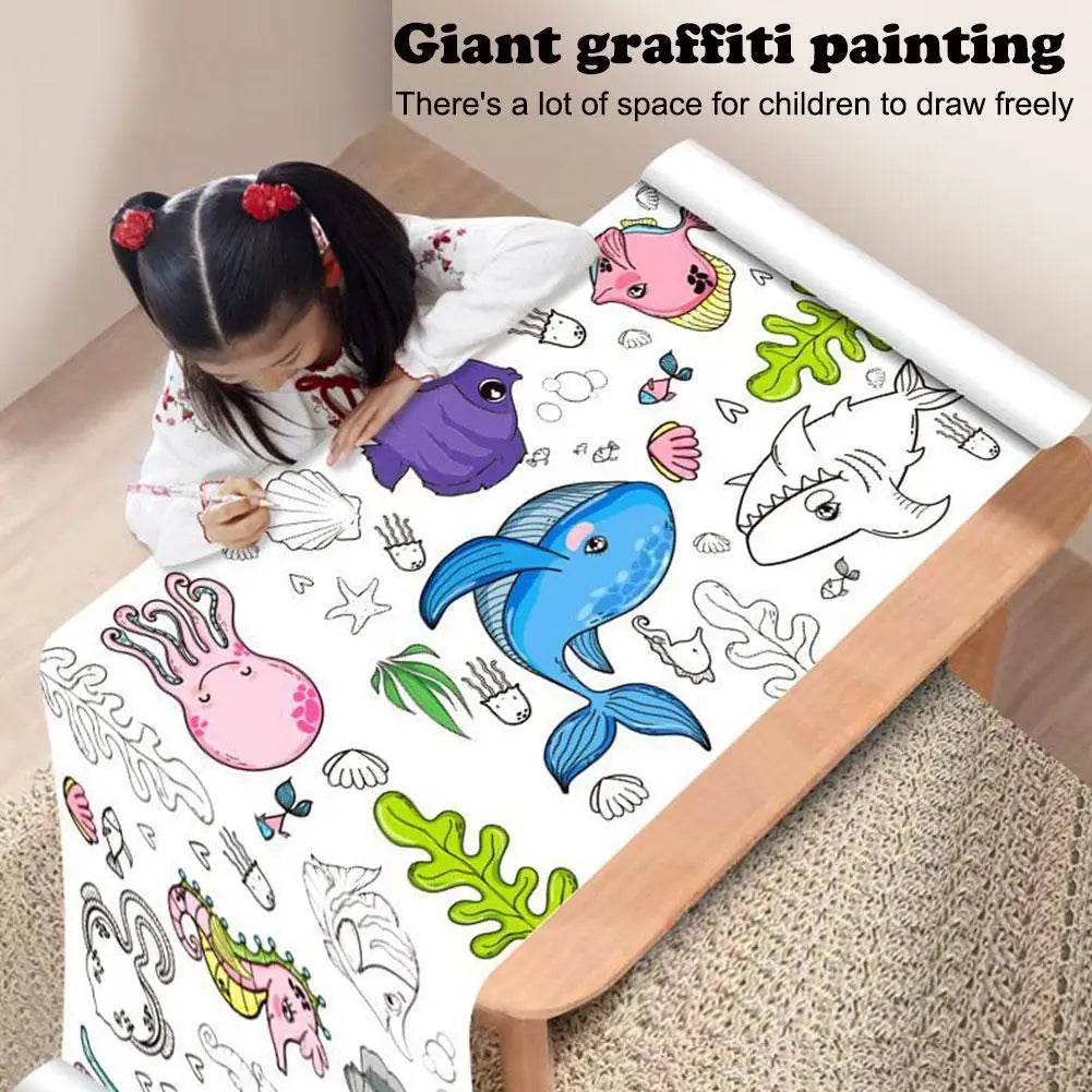 Children's Drawing Roll Sticky Color Filling Paper Graffiti Scroll Coloring Paper Roll For Kids DIY Painting Educational Toys - AIAZ