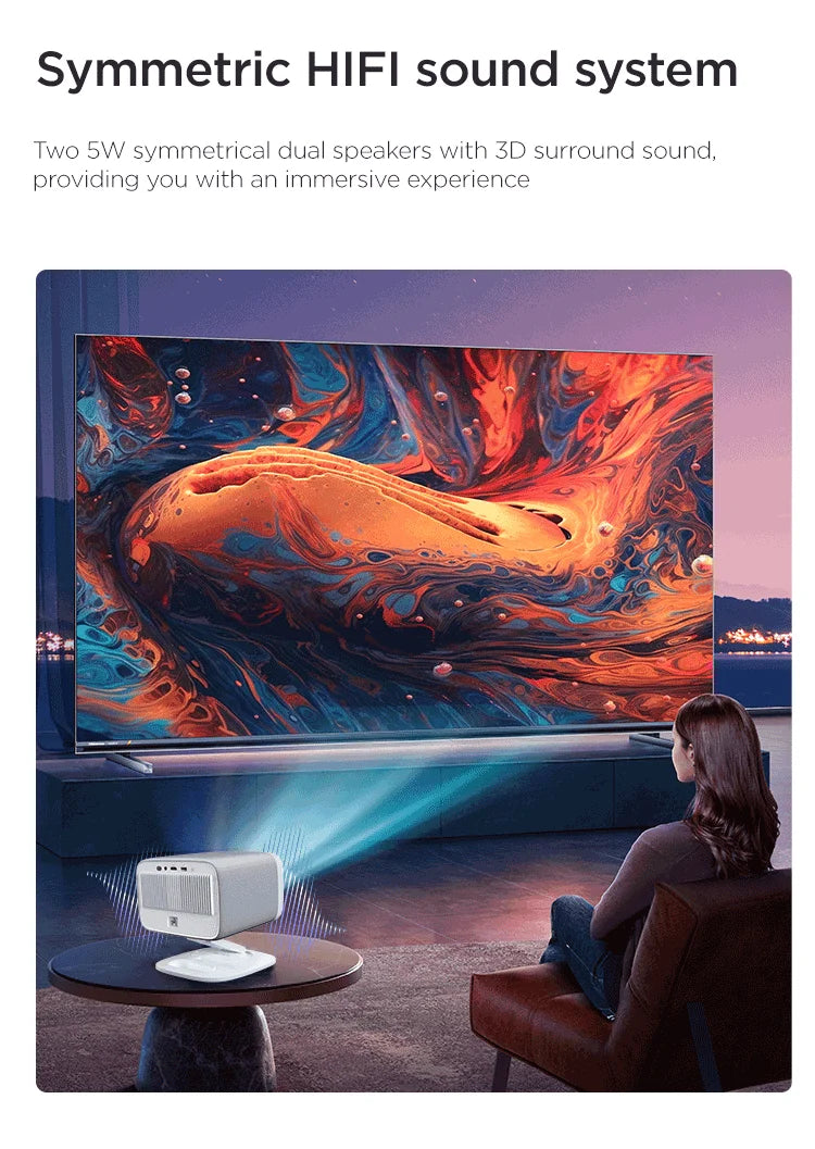 LENOVO 100P Full HD 1080P Projector 4K Smart Bluetooth WiFi 6 3000ANSI Auto Focus Home Theater Cinema High Brightness Projectors