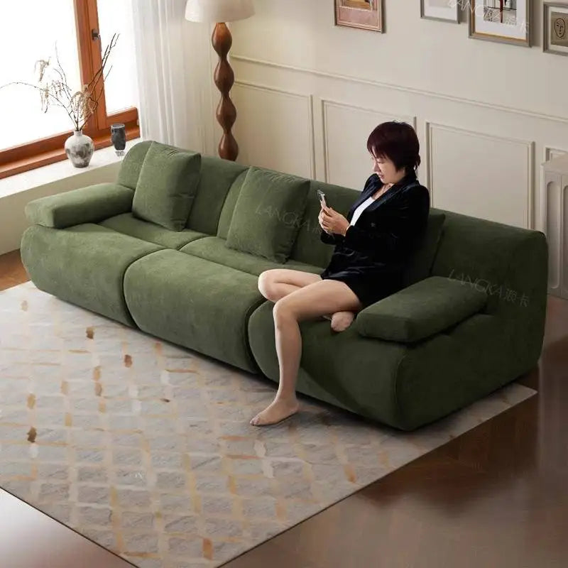 Design Large Green Sofas European Filler Armrest Salon Living Room Sofas Compressed Bedroom Lazy Divano Compresso Home Furniture