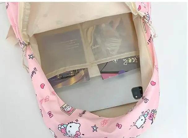 Hello Kitty backpack for junior high school students cute cartoon fashion school bag large capacity school bag for women - AIAZ