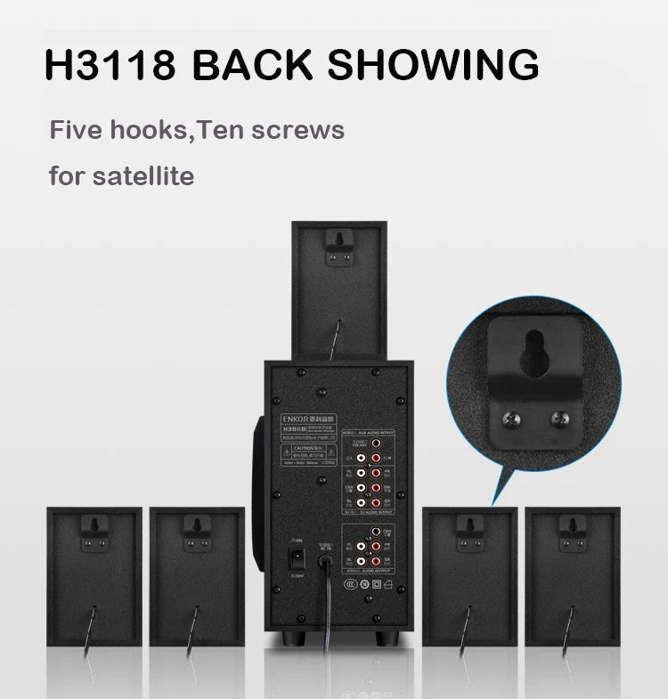 5.1 Floor-Standing Multimedia Sound Box Home Theater System 3D Surround Subwoofer 60W TV Bluetooth Speaker With Remote Control