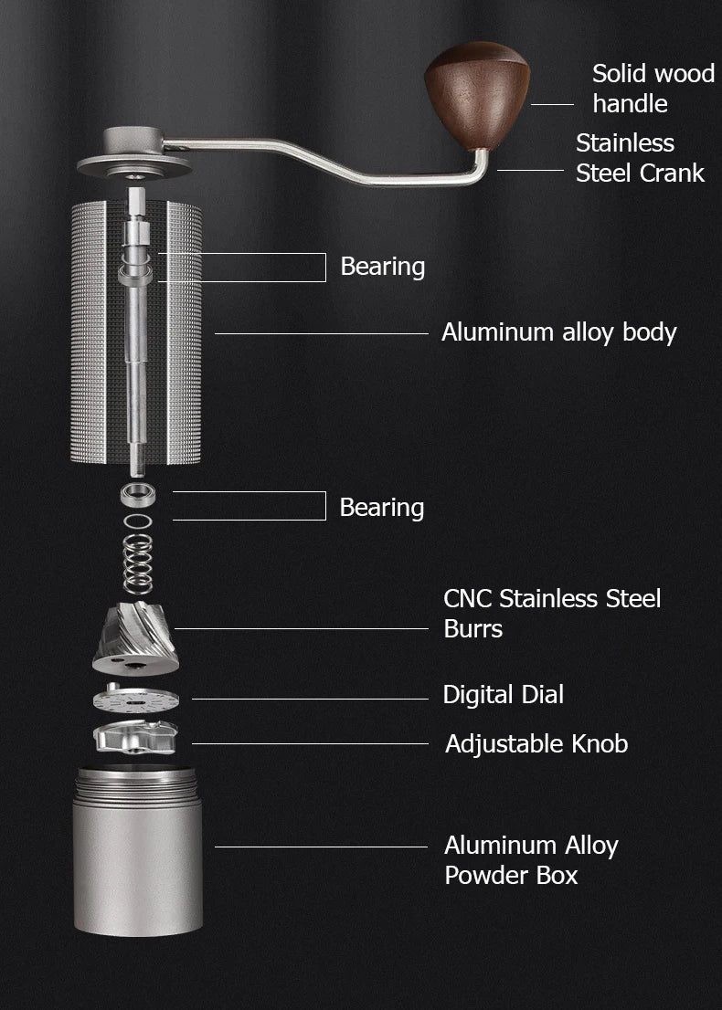 Manual Coffee Grinder Stainless Steel Conical Burr Adjustable Setting High Quality Portable Hand Grinder