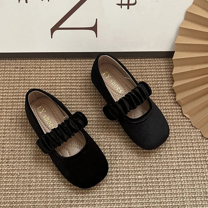 New 2025 Fashion Baby Girls Princess Band Shoes Shallow Velvet Infant Toddler Children Slip on Dance Shoes Soft Sole Flat Shoes