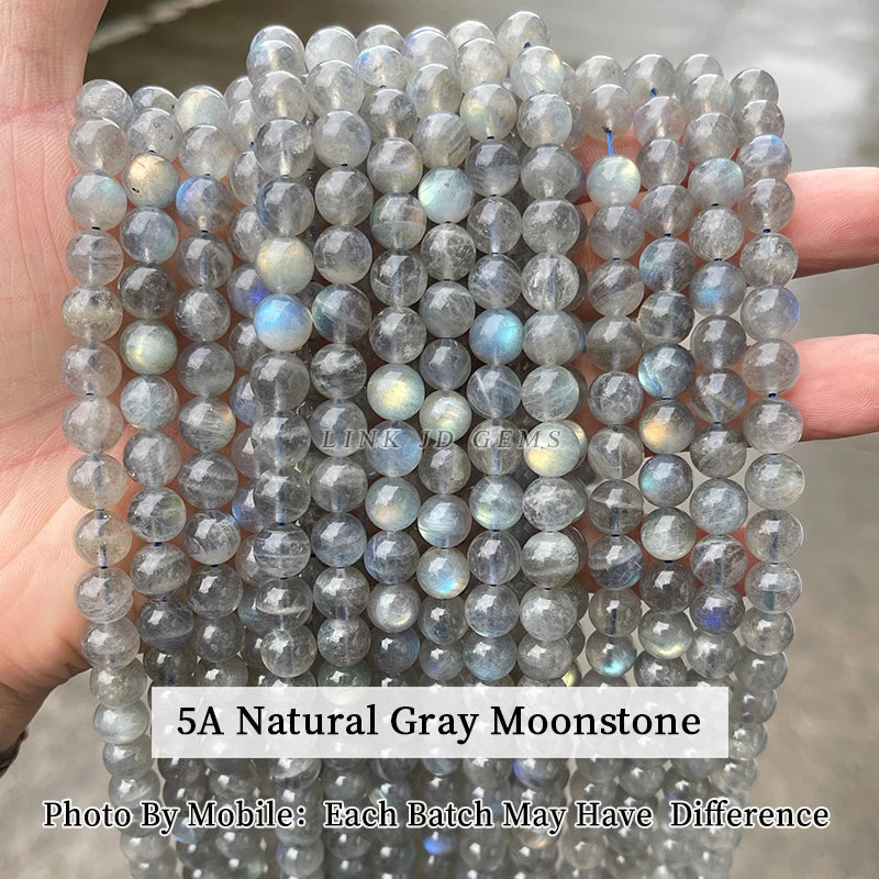 Genuine Nature Blue Light Labradorite Larvikite Gray Moonstone Beads Round Gemstone For Jewelry Making Diy Bracelet Accessories