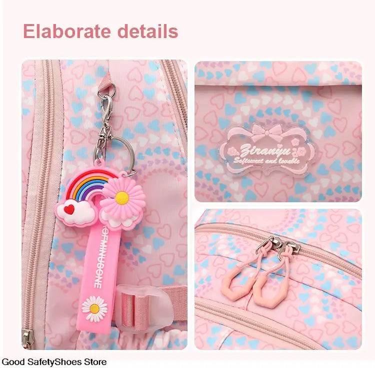 Rolling School Bags for Girls Backpack Children Waterproof School Backpacks with Wheels Middle School Trolley Luggage Back Pack - AIAZ