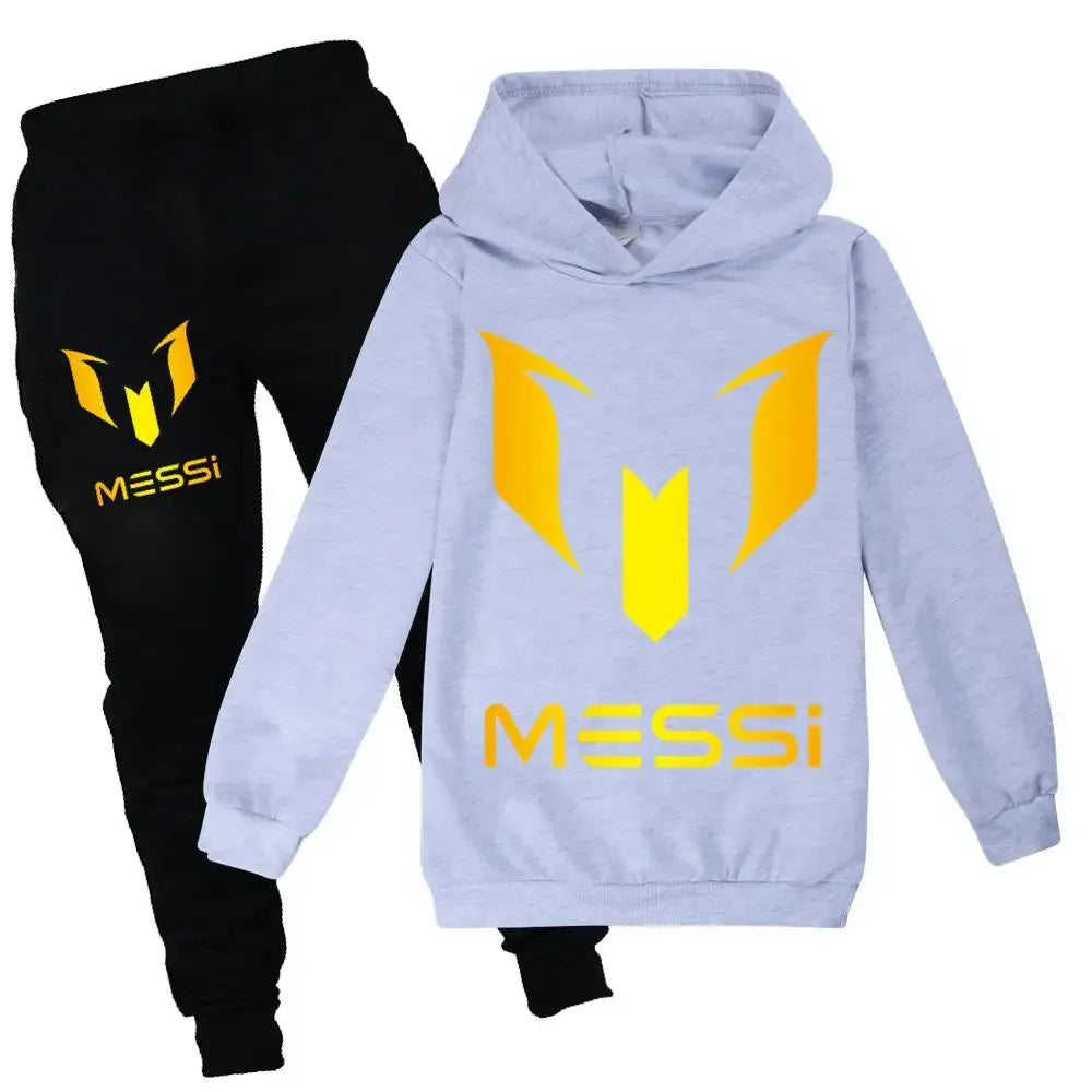 2024 New Argentine Football Superstar Messi Children Hoodie + Pants 2pcs Sets Kids Boys Girls Spring Autumn Fashion Tracksuits