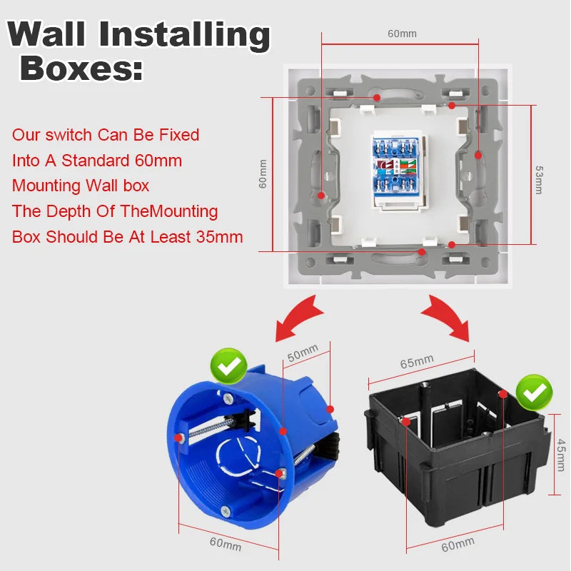Cat6 rj45 wall socket network socket with TV wall data double socket telephone crystal glass panel rj45 network socket computer