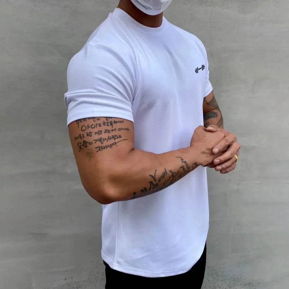 2025 Men T-shirt Male Sports Gym Muscle Fitness T Shirt Blouses Loose Half Sleeve Summer Bodybuilding Tee Tops Men's Clothing - AIAZ