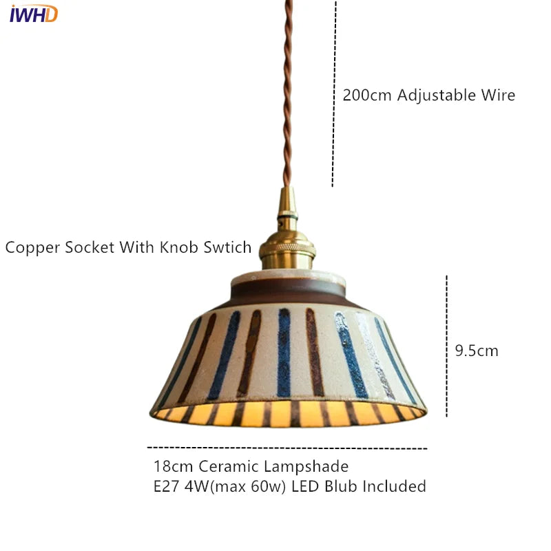 IWHD 2024 New Style Nordic Modern LED Pendant Lights Fixtures 4W Bedroom Dinning Living Room Ceramic Beside Lamp Hanglamp