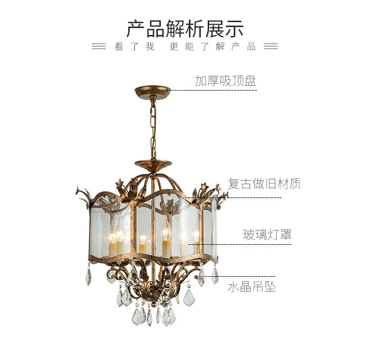American Restaurant Chandelier Vintage   French Candle Bedroom Crystal Lighting Including light bulbs