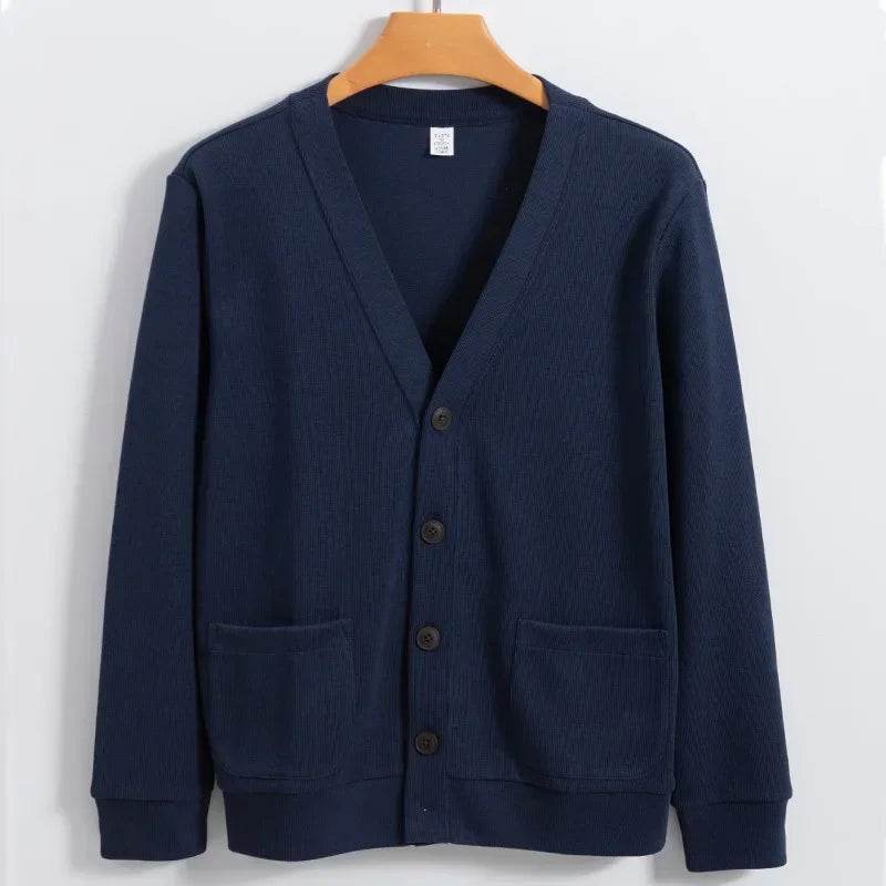 BROWON New Knitted Sweater Cardigan Men 2025 Autumn Solid Casual Man Clothes Korean Fashion 80% Cotton V-Neck Collar Sweater Men - AIAZ