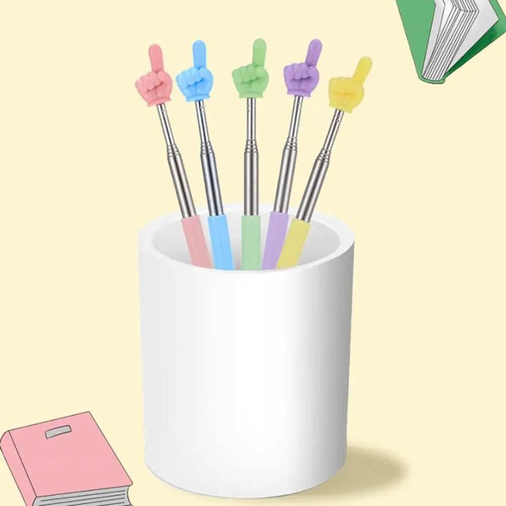 Creative Stainless Steel Teaching Telescopic Rod Finger Design Teaching Stick multifunctional Reading Stick home School Supplies - AIAZ