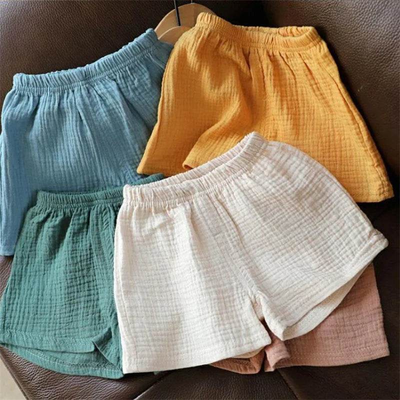 Baby Cotton Linen Shorts Summer New Children's Solid color Short Pant Boys Girls Thin Short Pants Girls Boy Clothing - AIAZ