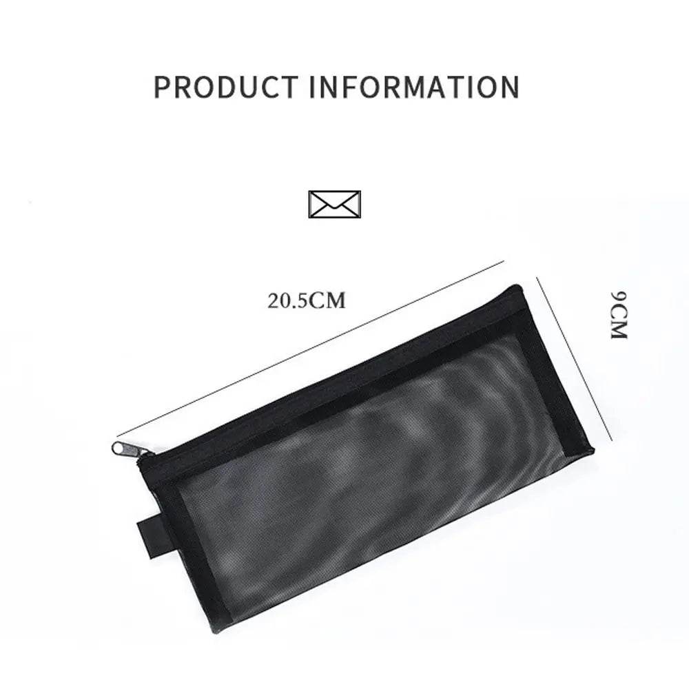 School Supplies Nylon Mesh Pencil Bag Zipper Pen Case Stationery Pouch Large Capacity Stationery Holder Bag Kids - AIAZ
