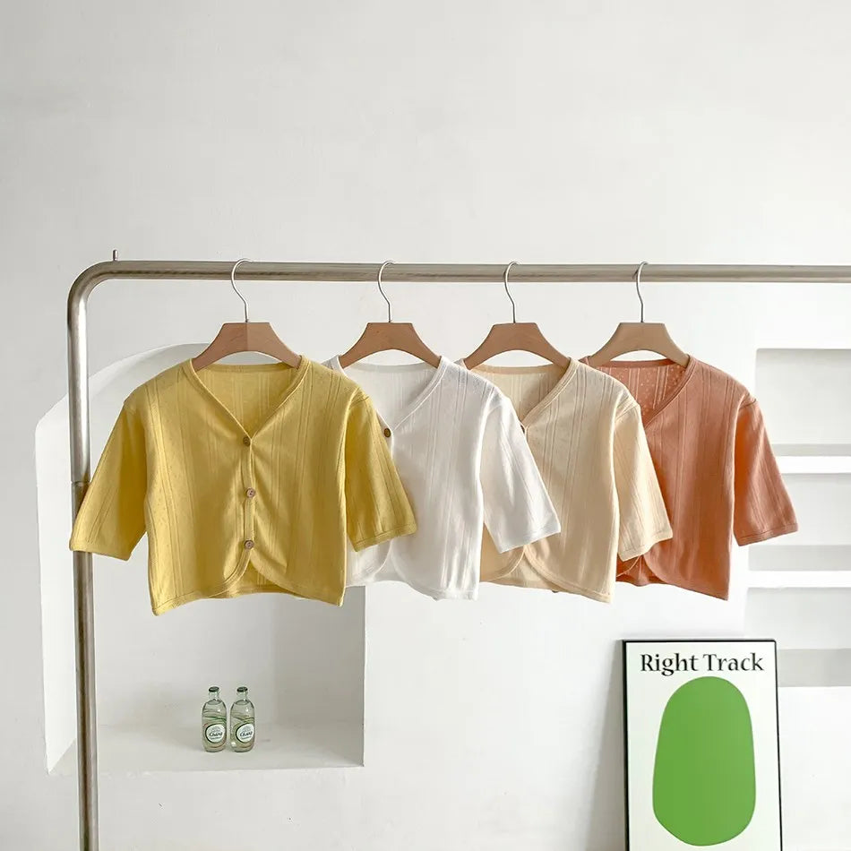 Kids Clothes Toddler Summer Jacket Infant Korean Casual Tops Boys Girls Lightweight Long Sleeve Outerwear Solid Color Cardigan