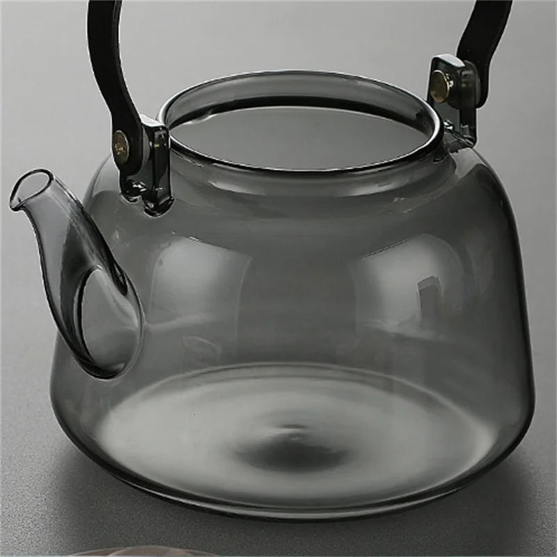 1000ML Embossed High Borosilicate Glass Teapot With Tea Strainer Infuser Flower Puer Kungfu Tea Set Kettle Lifting Beam Tea Pot