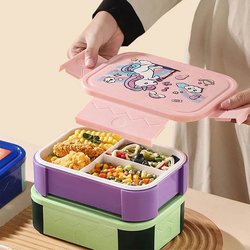 School Lunch Bento Box With Fruit Forks Lunch Box Accessories for Kids BPA Free Titanium Chirldren Food Snack Container - AIAZ