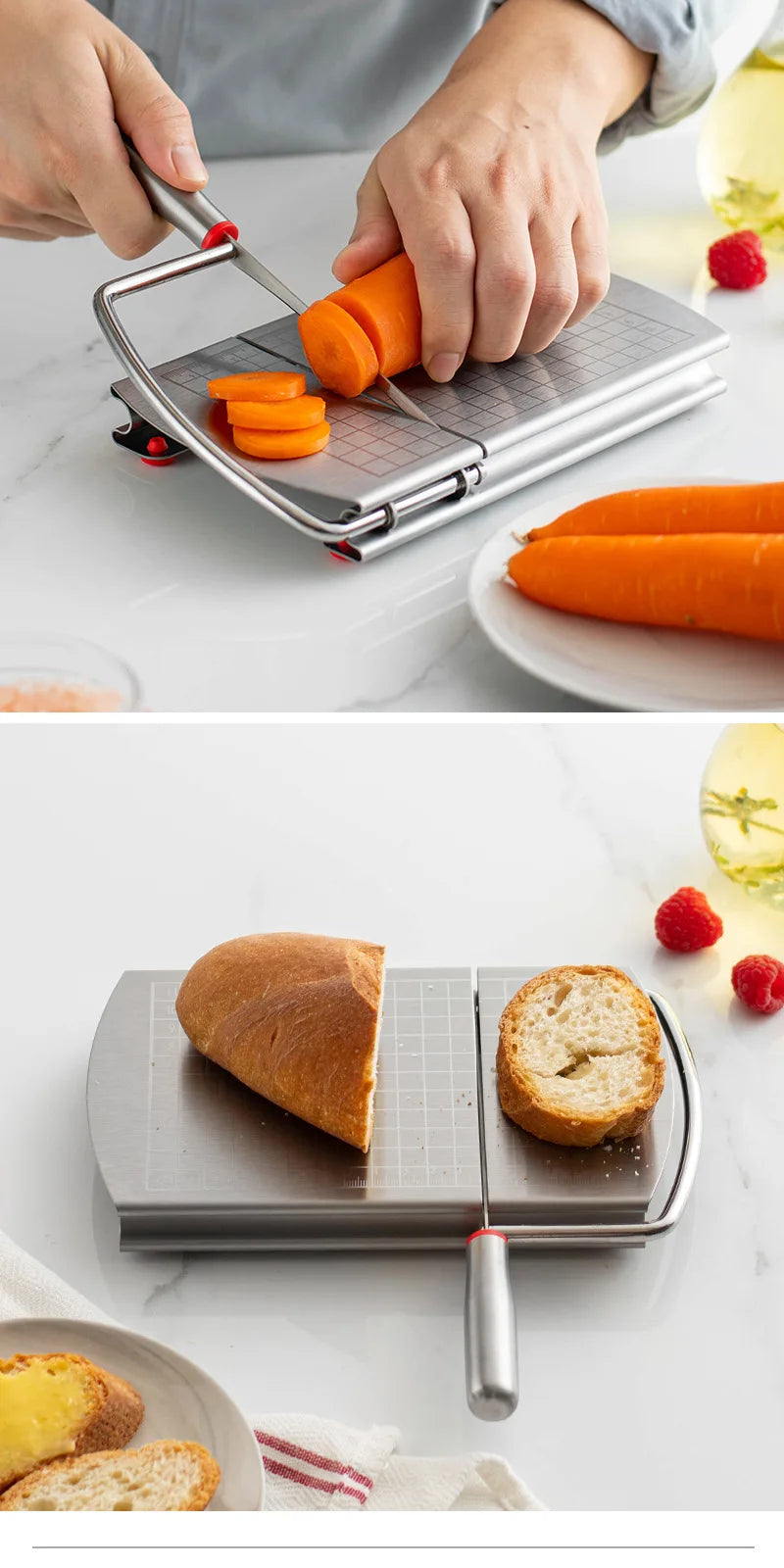 Stainless Steel Manual Food Cutter Slicing with Scale Butter Cheese Slicer Ham Cutter Multi-functional Kitchen Cutting Knife