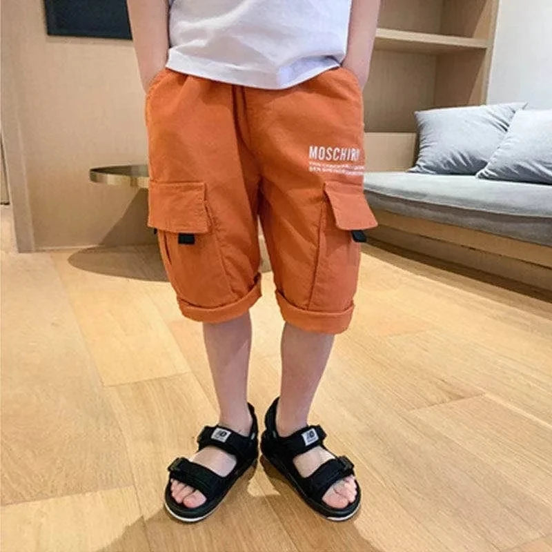 3 Color New Summer Teenage Boys Pants Casual Letter Short Trousers For Kids 4-14 Years Children Comfortable Pants