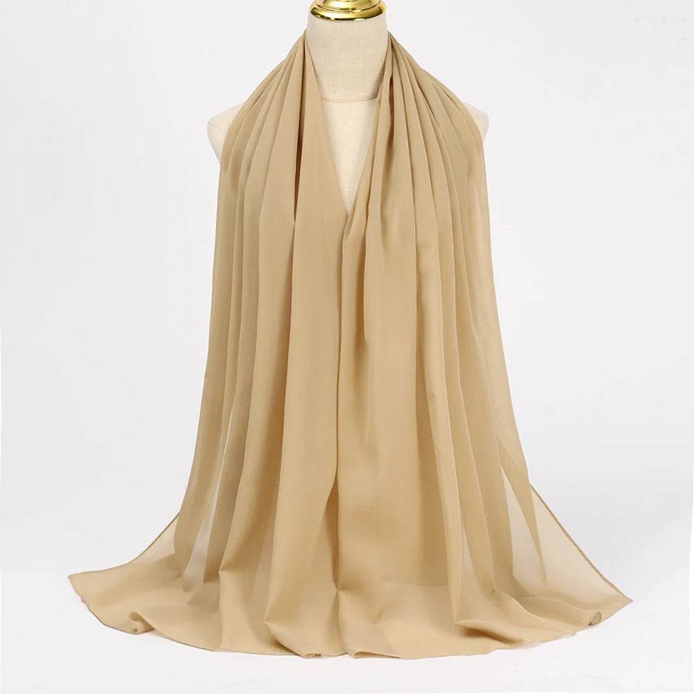 Muslim Chiffon Hijab Scarf Women Long Solid Color Head Wrap For Women Hijabs Scarves Ladies Muslim Veil Jersey Hijabs - AIAZ