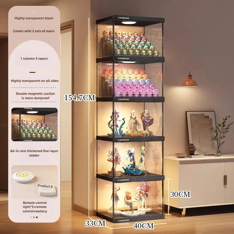 Handmade Display Cabinet, Decorative Model, Building Block Storage Box, Transparent Lego Layered Toy Rack for Household Use