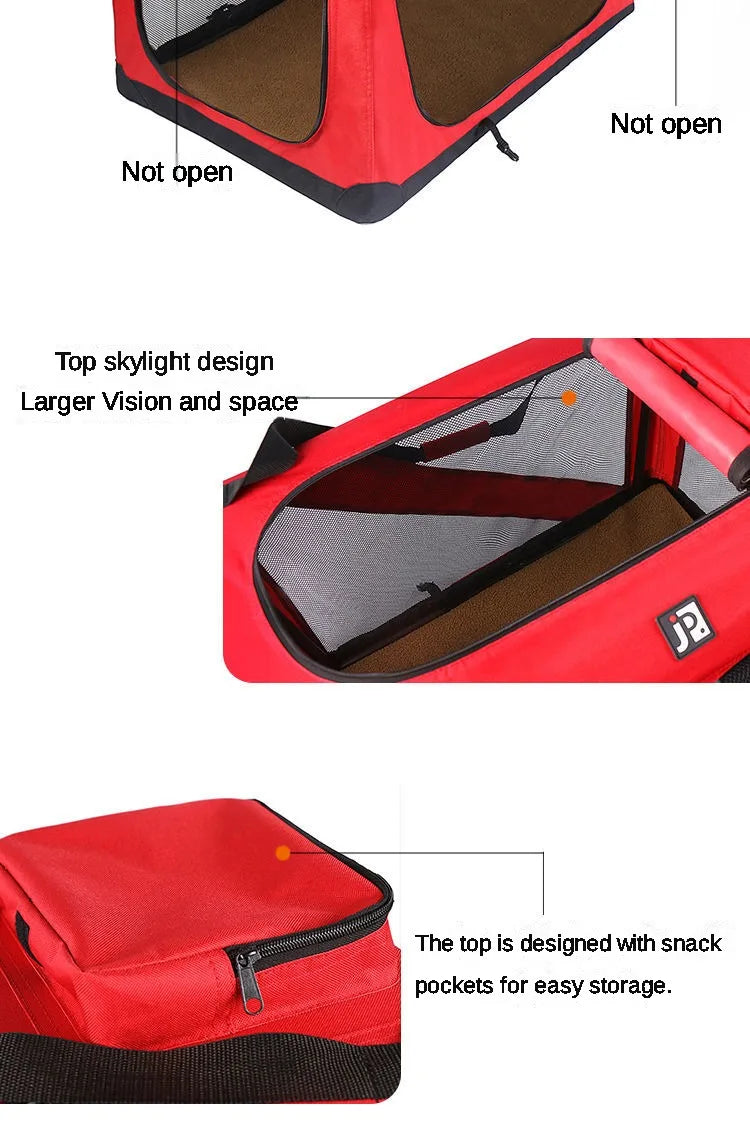 Dog Cage Car Kennel Outing Carrying Bag Pet Luggage Car Travel Cage Cat and Dog Cage Folding Medium and Large Dogs