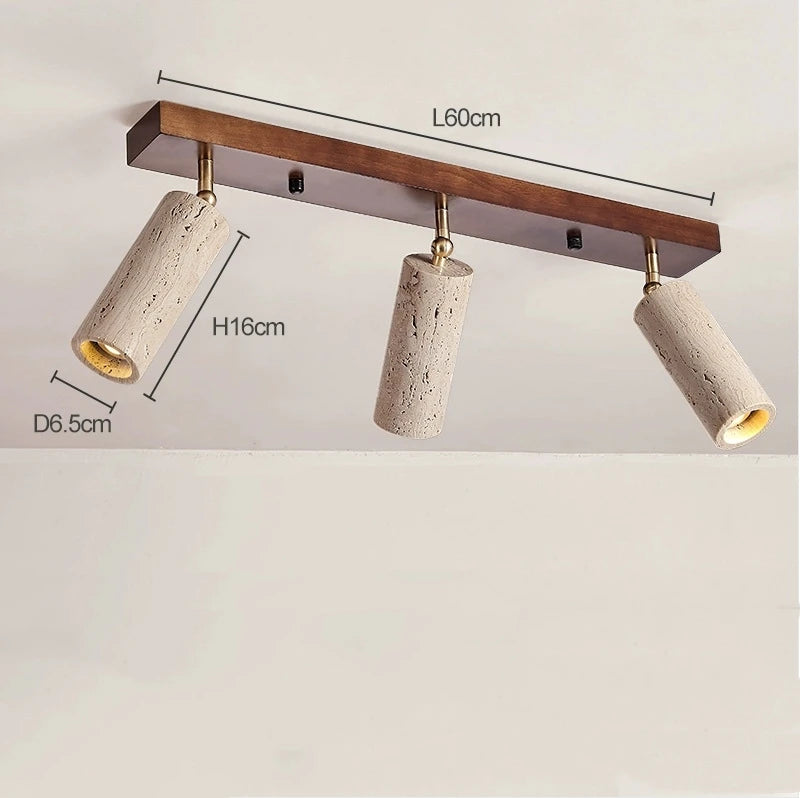 Stone Ceiling Lamp Spot light Angle Adjustable Rectangle Wood Base