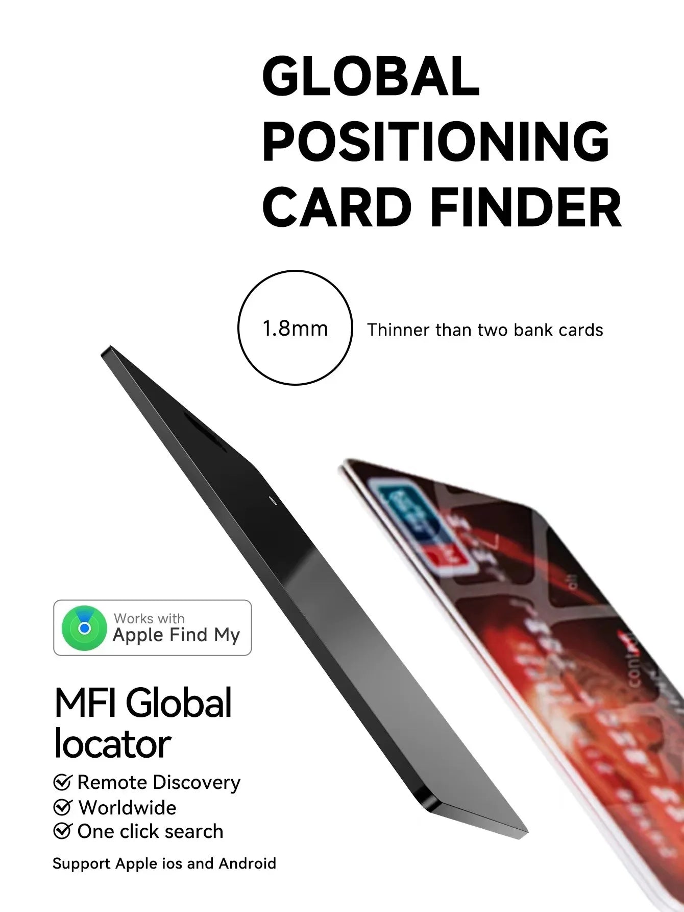 Xiaomi Wallet Anti-loss Card Location Tracking GPS Smart Locator Bluetooth Ultra-thin Wireless Charge Card For iPhone Find My ﻿