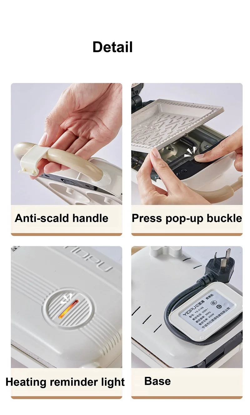 600W Electric Sandwich Machine Waffle Maker Home Toaster Multifunctional Breakfast Machine Takoyaki Pancake Donut Toast Press