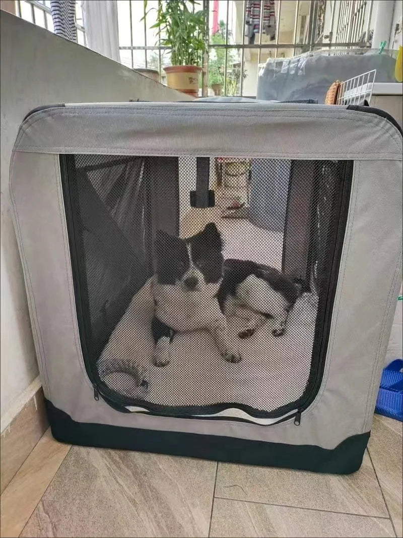 Dog Cage Car Kennel Outing Carrying Bag Pet Luggage Car Travel Cage Cat and Dog Cage Folding Medium and Large Dogs