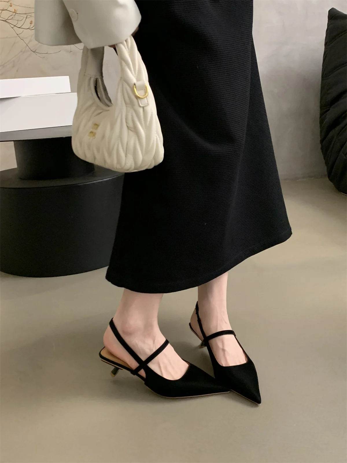 Bailamos Women Sandals Pointed Toe Elegant Low-heel Shoes Summer Fashion Slingback Woman Mules Shoes Pumps Dress Shoes - AIAZ