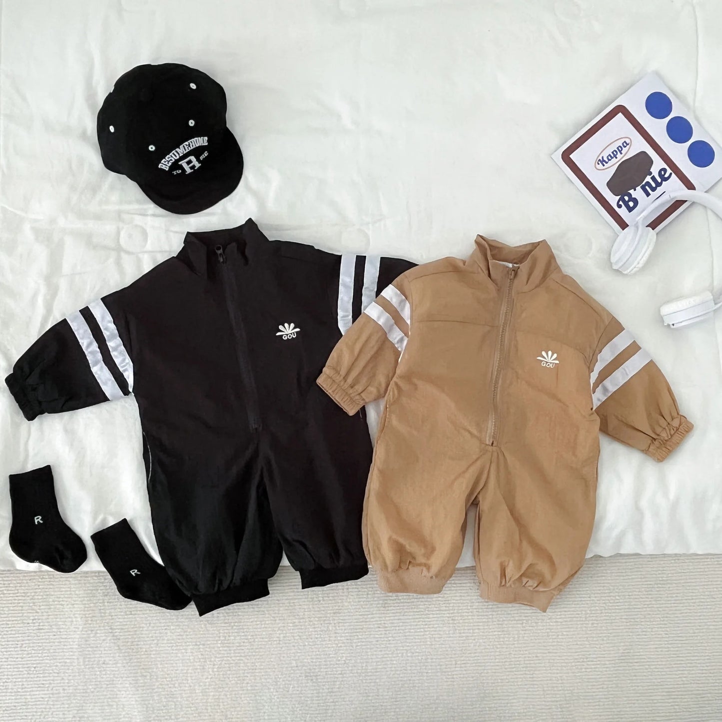0-3Yrs Autumn Baby Boys Striped Sports Crawling Clothes With Zipper Spring Children Going Out Baby Clothes