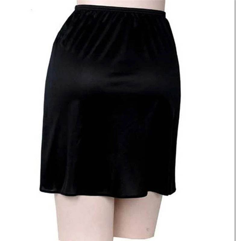Satin Underskirt Half Slips Dress for Women Summer Thin Ice Silk High Waist Elastic Anti-Penetrating Underskirt Lining Petticoat - AIAZ