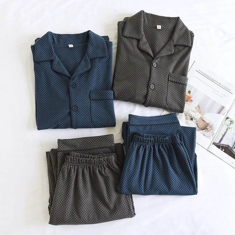 2025 New Men's Autumn/Winter Pajama Set Thickened Warm Home Clothes Long Sleeve Long Pants Two Piece Set Large Size Set - AIAZ