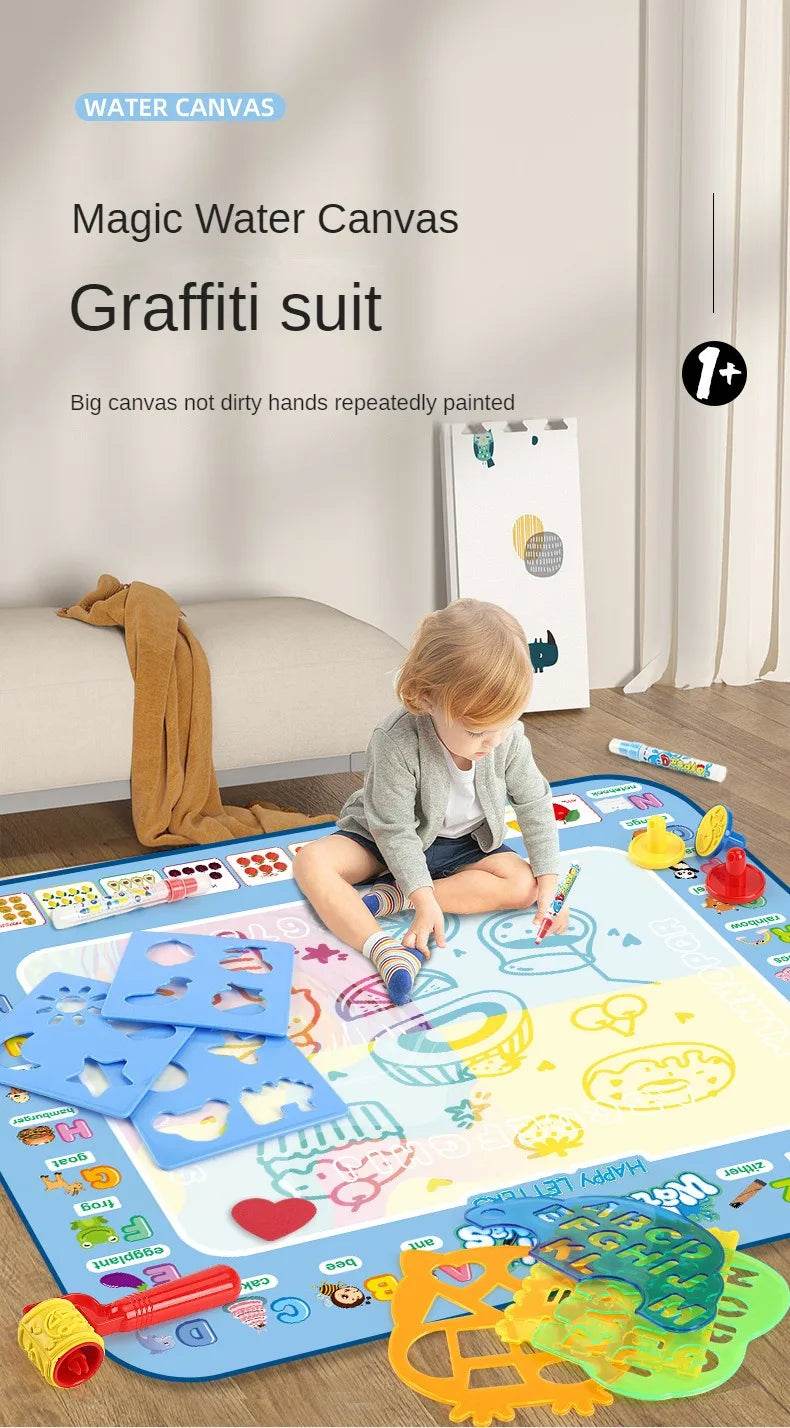 Magic Water Drawing Mat Reusable Doodle Painting Board with Pens Montessori Educational Toys for Kids Halloween Christmas Gift - AIAZ
