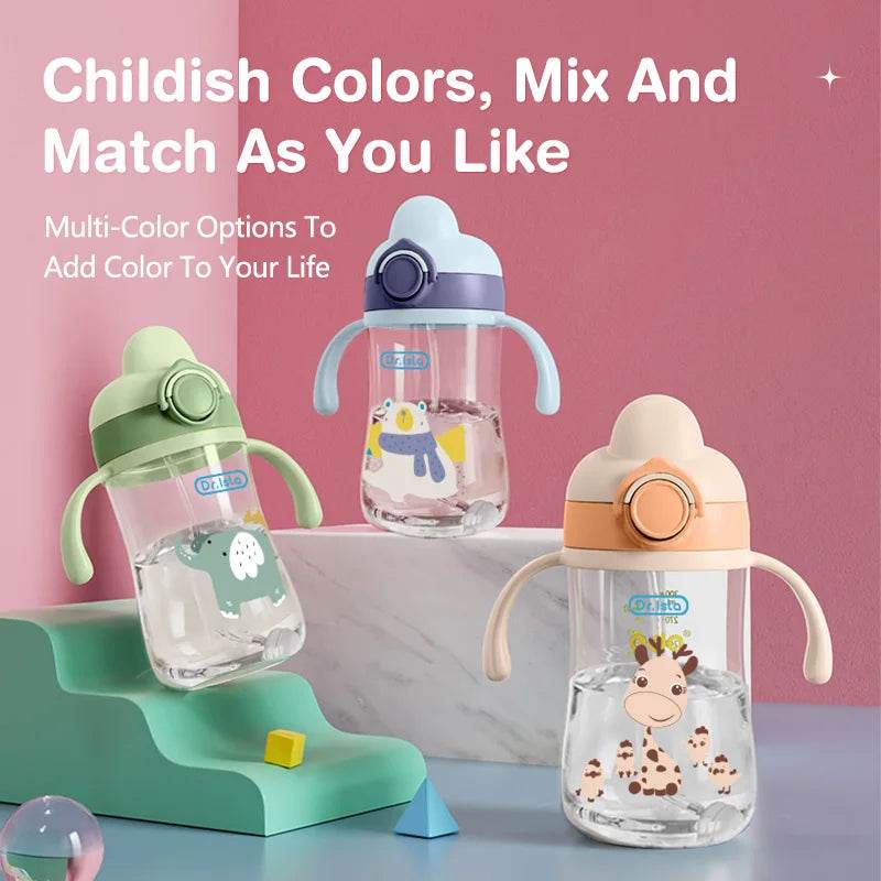 Portable Baby Water Bottles 300ml Baby Feeding Cup With Straw Children Learn Feeding Drinking Bottle Kids Training Cups BPA Free - AIAZ