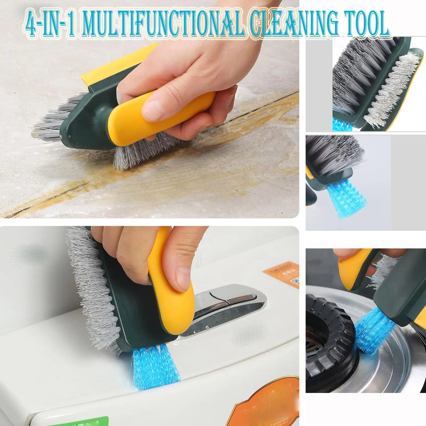 1/2pcs 4-in-1 Crevice and Floor Scrub Brush Durable Plastic Portable Design for Bathroom Kitchen Living Room Cleaning