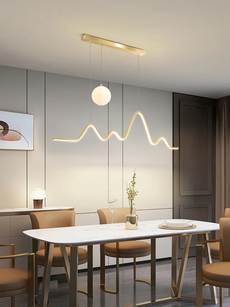 2023 Dining Table Modern Led Pendant Light Lamp For Modern Dining Room Kitchen Bar Designer Line Chandelier Lighting Decor