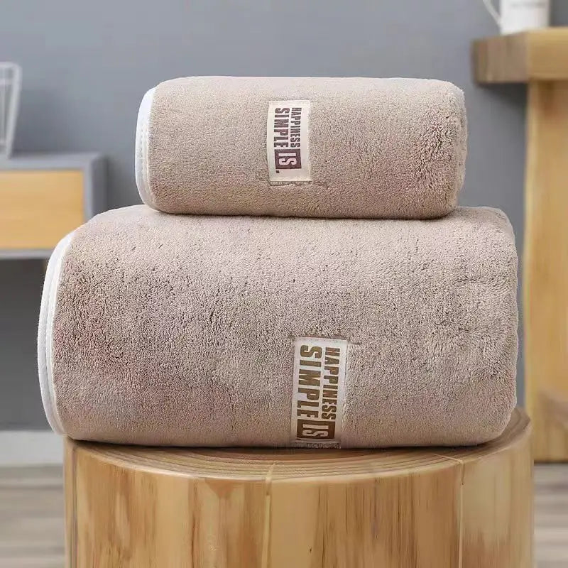 70*140cm high-density thickened coral fleece bath towel and 70*35cm towel, new style, 2-piece set, soft, antibacterial, high-gra