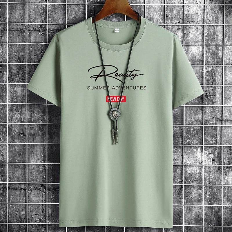 Mens T Shirts 2025 Male Summer Cotton Short Sleeve Fashion Bottoming Tops Round Neck White Tee Oversized T-shirt Men Clothing - AIAZ