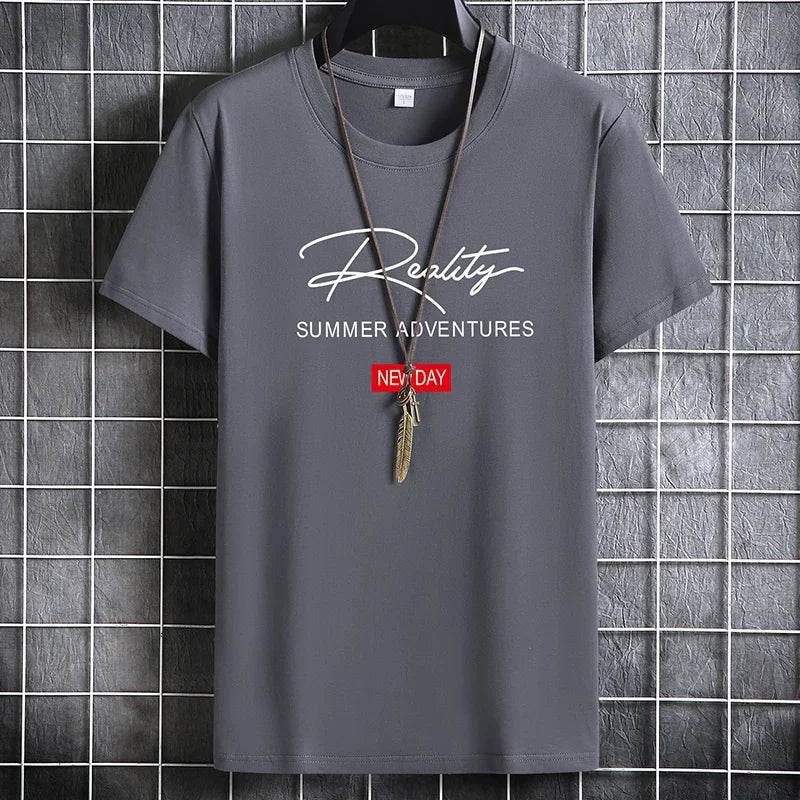 Mens T Shirts 2025 Male Summer Cotton Short Sleeve Fashion Bottoming Tops Round Neck White Tee Oversized T-shirt Men Clothing - AIAZ