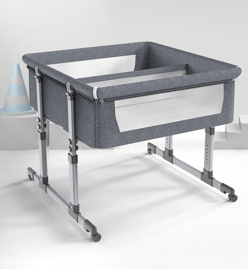Twin Bassinet Portable Movable Newborn Crib Folding Height Adjustable Splicing Big Bed Baby Crib Baby Bed
