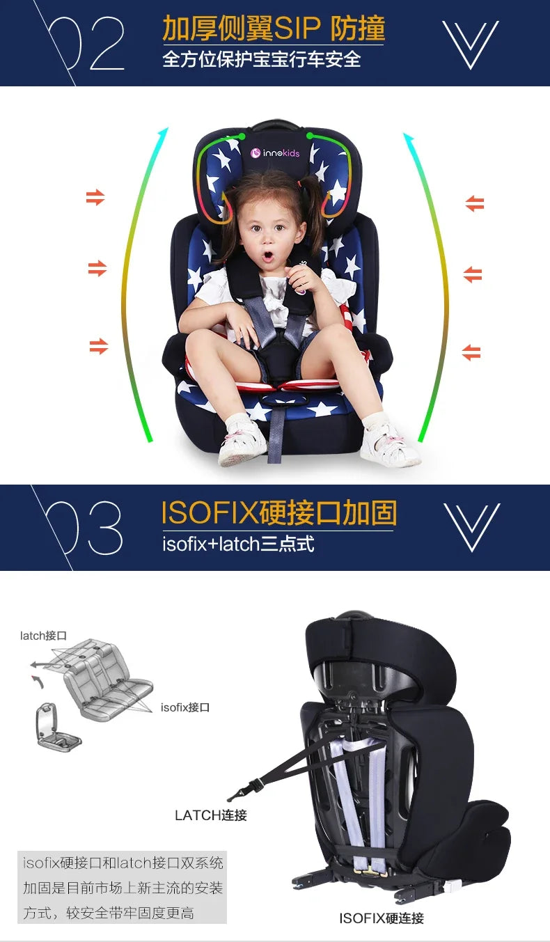 Ik-06 Innokids Child Safety Seat 360 Degree Rotating Car With 0-12 Years Old Baby Can Sit And Lay Isofix Latch Grey