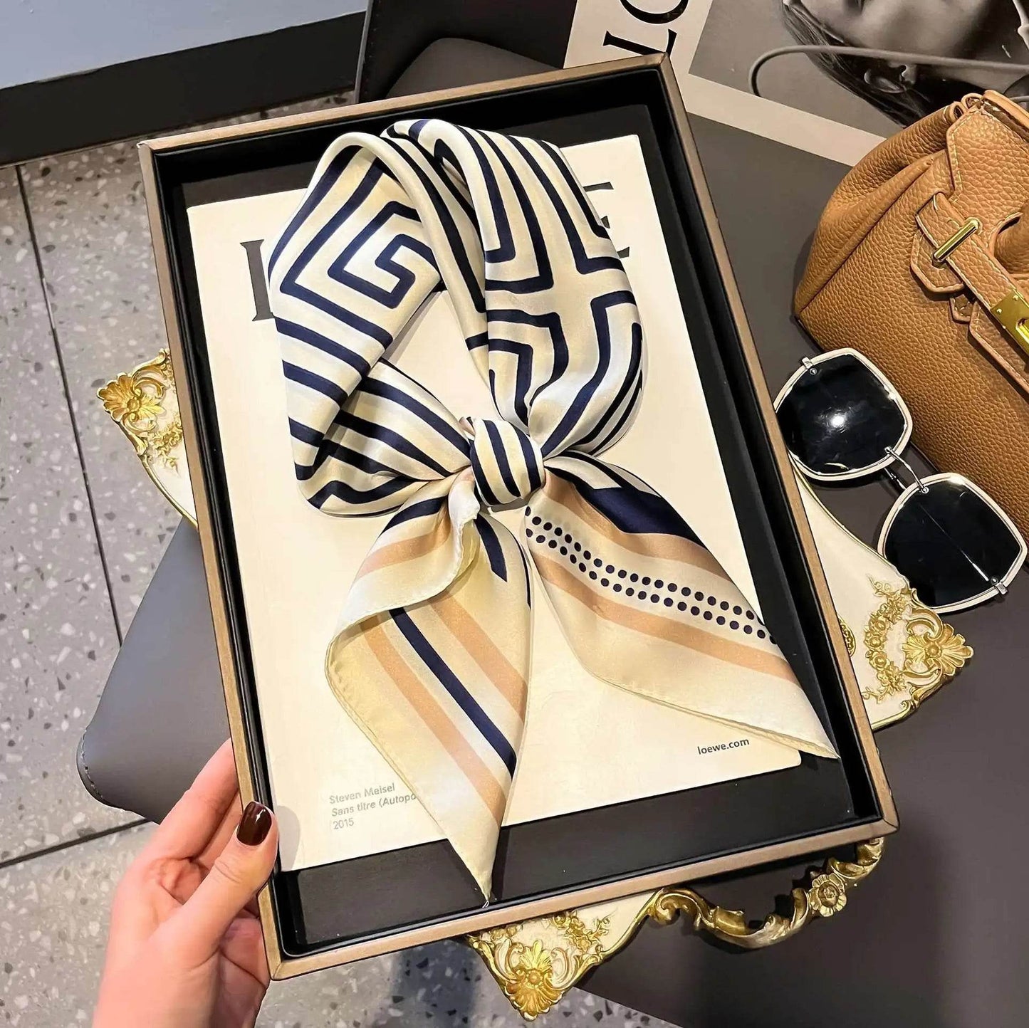 Fashion Luxury Brand 70cm Silk Square Scarf Women Satin Neck Tie Female Hair Bandana Headkerchief Shawl Wrap Hijab Echarpe - AIAZ