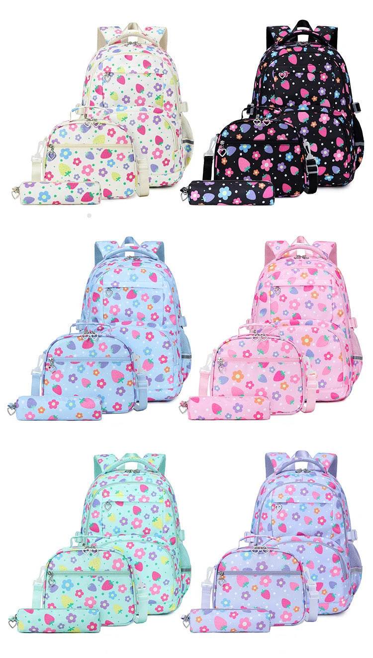 School Bags for Girl Pencil Case Colorful Set School Backpack Book Bag Luxury Brand Schoolbag Teenager's Backpack Kids - AIAZ