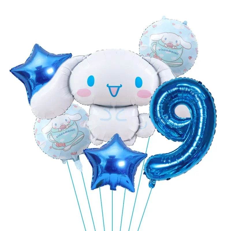 6pcs Cartoon Sanrio Cute Kuromi My Melody Cinnamoroll Foil Balloon 32 inch Number Set Children's Birthday Party Decorative Toys - AIAZ