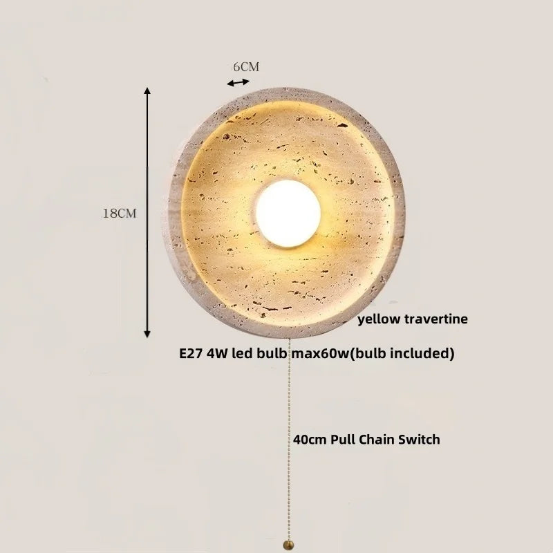 IWHD Yellow Cave Stone LED Wall Lamp Sconce Pull Chain Dining Room Coffee Nordic Modern Simple White Glass Stair Light Fixtures
